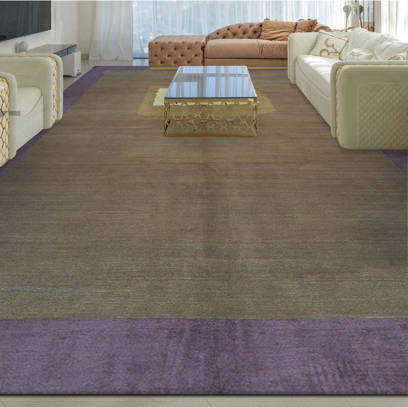 Wool Abstract Area Rug in Plum/Brown