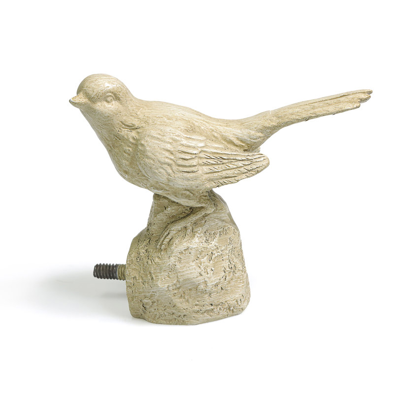 Country White Adjustable Metal Curtain Rod with Bird Finials