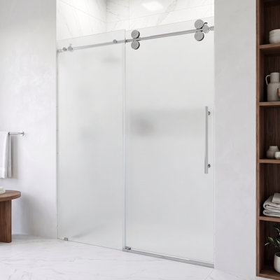 Porte de douche coulissante sans cadre avec verre givré 3/8 po l 56-60 po x H 74 po Elan