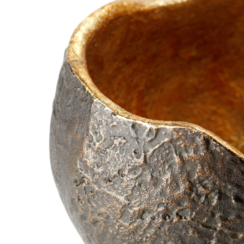 Tumbler Metal Decorative Bowl, Bronze/Gold Leaf