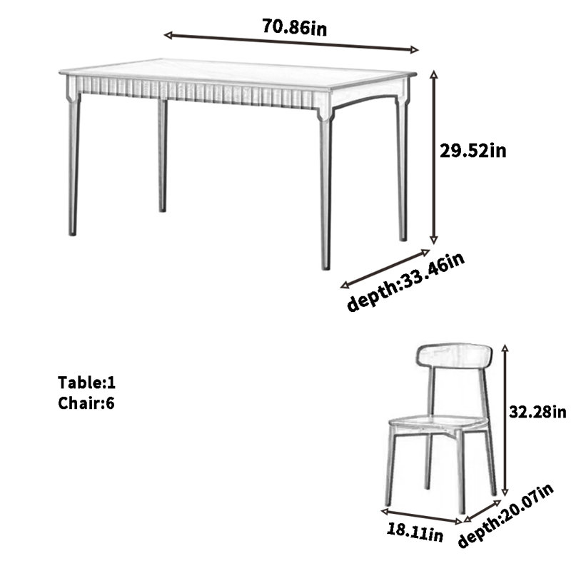 Simple cherry wood table and chair combination
