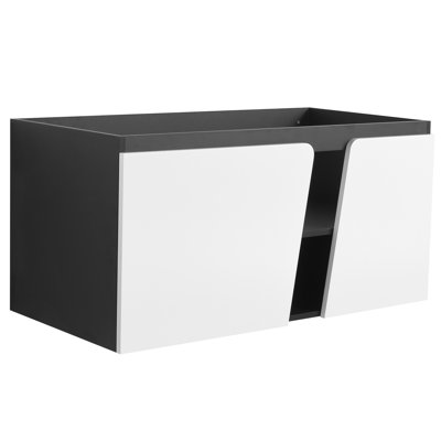 Meuble-lavabo 40 po, fixation murale, armoire à fermeture en douceur, look moderne, blanc et noir, contreplaqué, meuble-lavabo avec rangement suffisant 40 po, porte, style et généreux