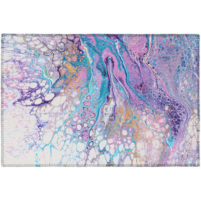 Chenille Washable Abstract Indoor / Outdoor Rug