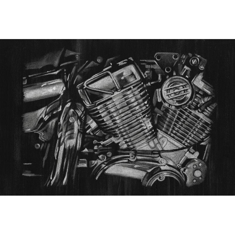 Polished Chrome I by Ethan Harper -  Painting, 20 cm H x 30 cm W, Black Floater Framed