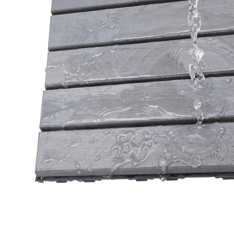 Carreaux de terrasse entrelacés à motif rayé, Gris