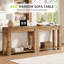 Console en bois massif de 43,3 cm avec tablette de rangement à 2 niveaux, table d'appoint étroite pour entrée, couloir ou salon.