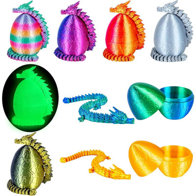 8 œufs de dragon imprimés en 3D avec un dragon articulé de 8,86 pouces à l'intérieur, figurine de fantaisie à collectionner pour enfants et adultes, ensemble de 8 pièces de Pâques