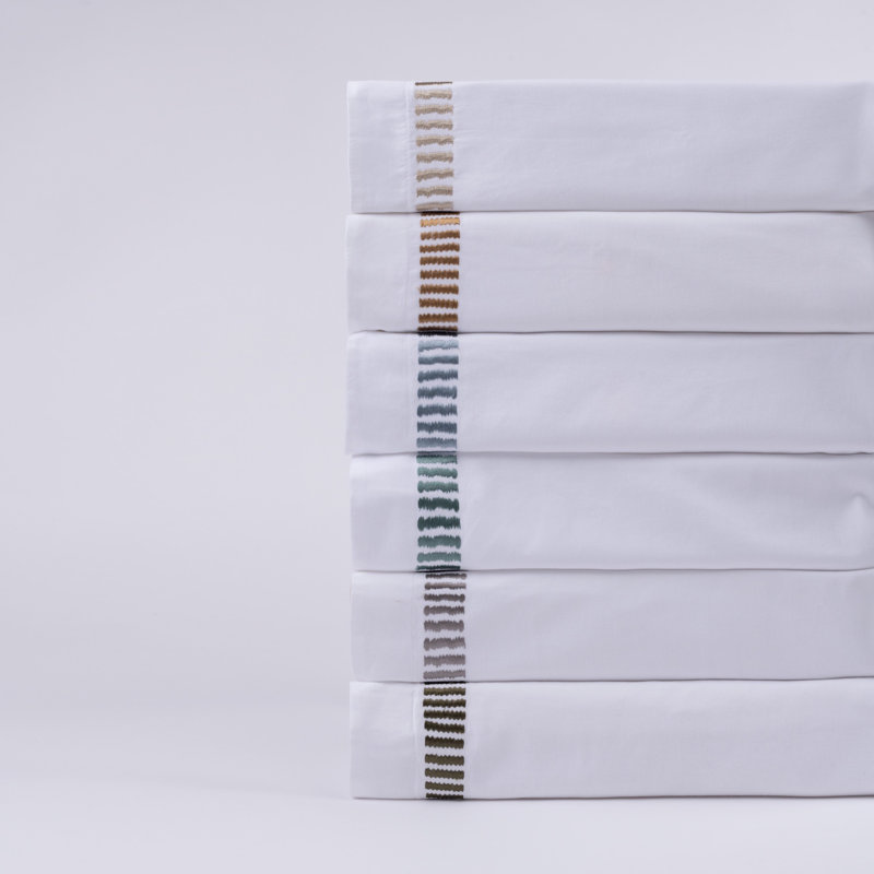 VONN PILLOWCASES, EMBROIDERED GREY, KING PAIR, King Pillow Case