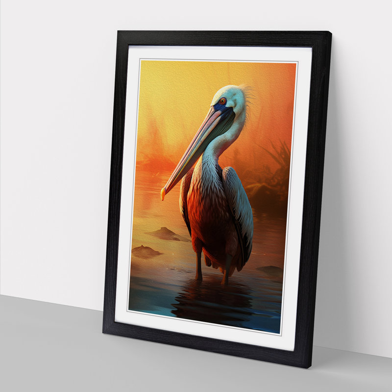 Pelican Digital - Framed Print, 34cm H x 25cm W, Black Framed