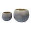 Ensemble de 2 pots à fleurs ronds texturés en béton avec trous de drainage MGO