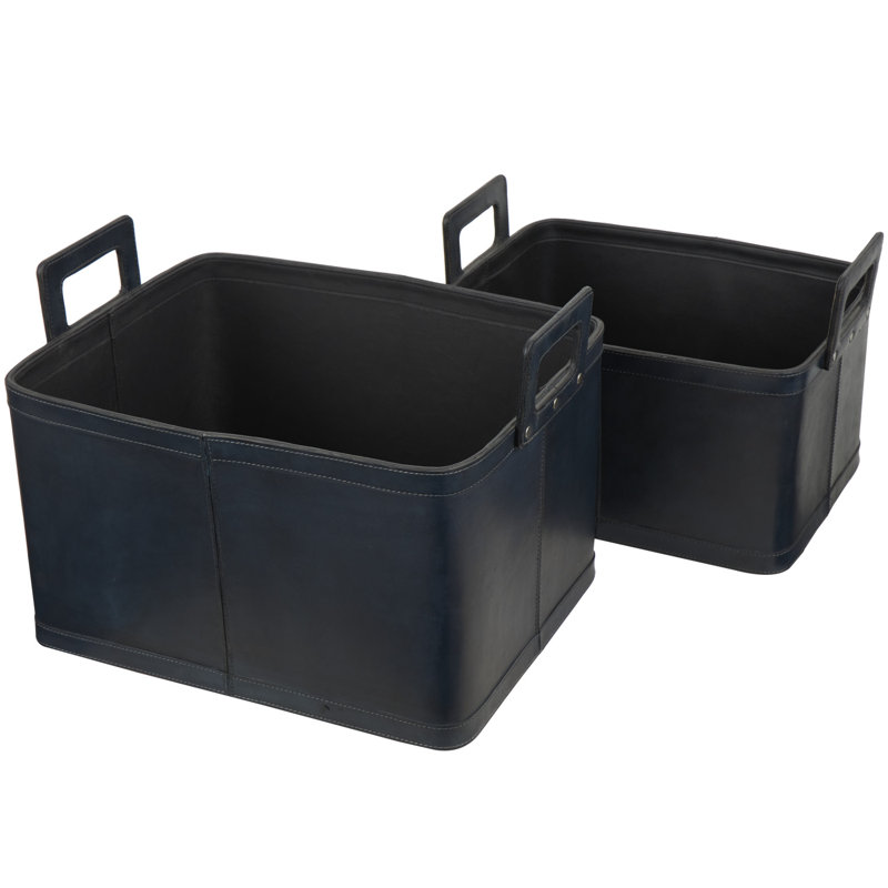 Panier de rangement fonctionnel et fonctionnel en cuir avec poignées