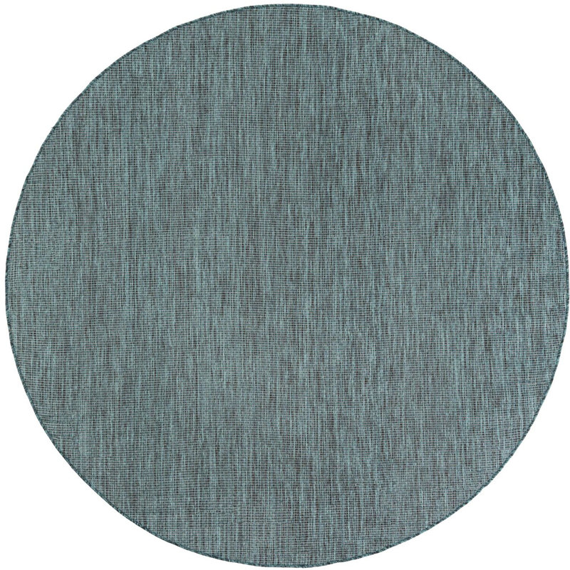 Tapis intérieur / extérieur turquoise Santina, Rond 7 pi 10 po