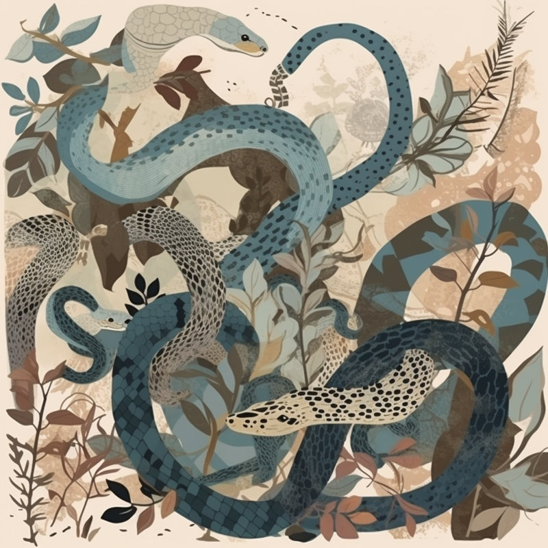 Snake Animals Blue Comforter, Twin Comforter