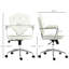 Chaise de bureau à domicile avec hauteur de siège réglable, tissu velours blanc crème, bouton, fonction de basculement du meuble-lavabo pivotant et roulettes pour une utilisation sur mesure, mobilité