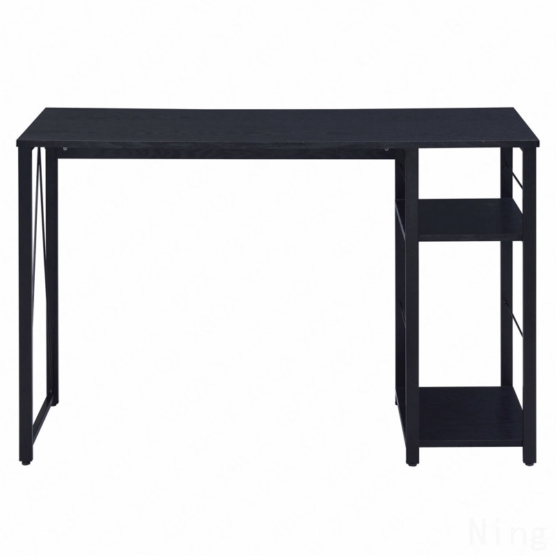 Bureau d'écriture rectangulaire, 2 tablettes noires, Noir, H 28,5 po x L 47,5 po x l 19,5 po
