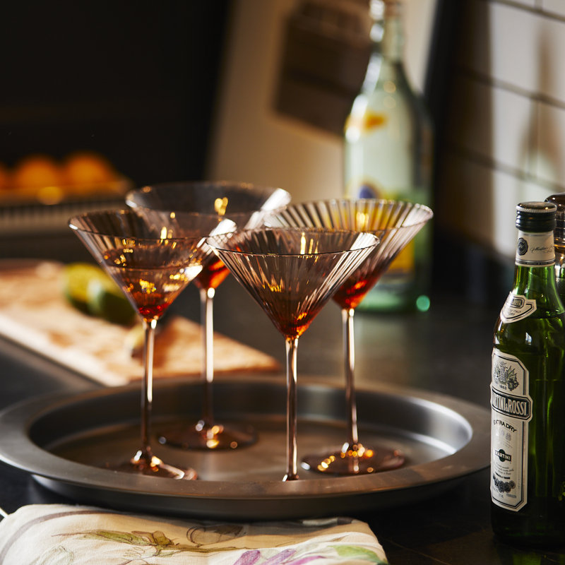 Quinn Handmade Crystal Martini Glass, Amber