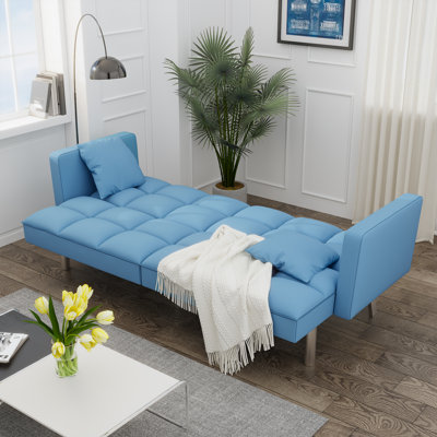 Mihail 76.4'' PU Leather Loveseat Sofa Blue