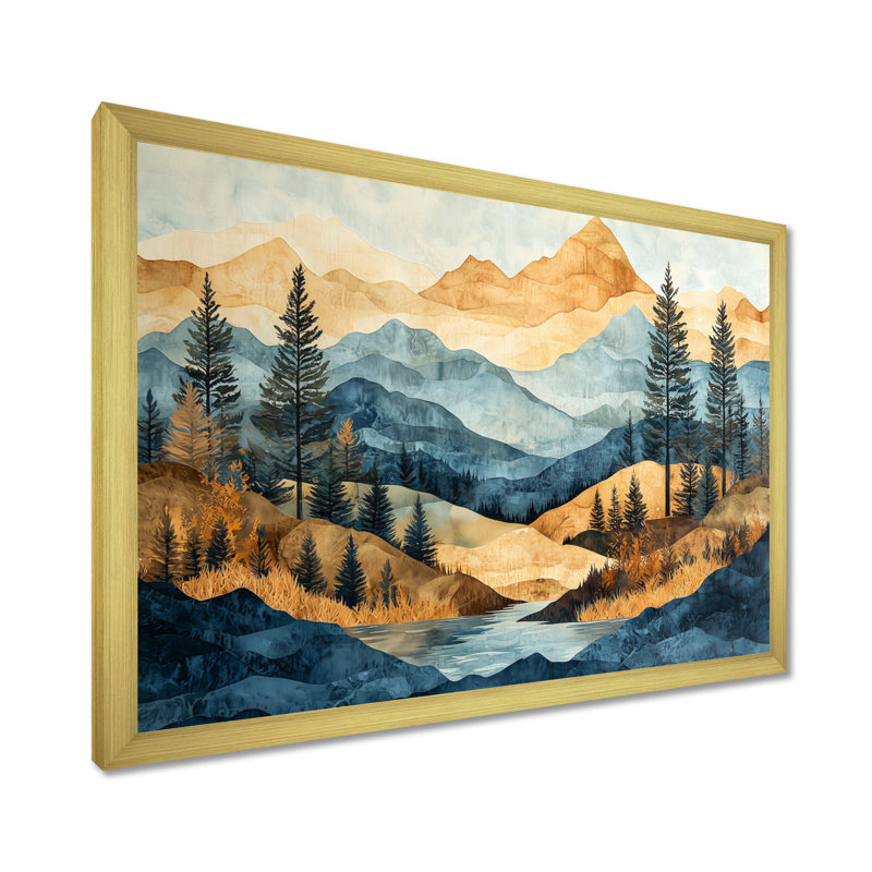 «Glendalis Majestic Natures Layers Of Mountains II», art mural montagnes, H 12 po x l 20 po, Reproduction avec cadre flottant
