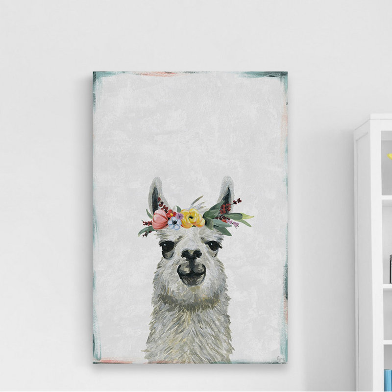 «Blooming Llama», reproduction sur toile tendue, H 12 po x l 8 po x P 1,5 po