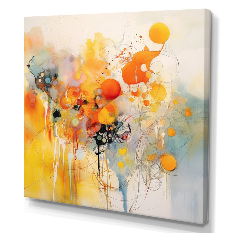 Orange and Yellow Color Whirls III - Abstract Minimalism Canvas Wall Art, 30" H x 40" W x 1.5" D, Wrapped Canvas