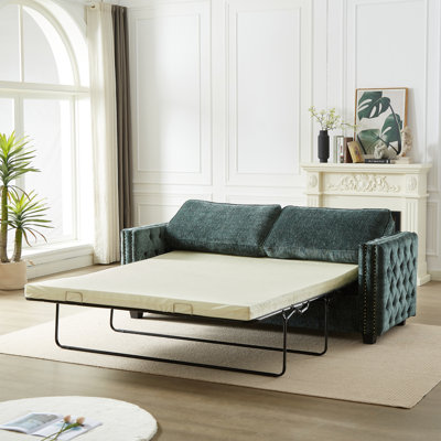 Convertible Sleeper Sofa With Memory Foam Mattress, 3-Seater   Bed Couch  S, Designed With Chenille Fabric