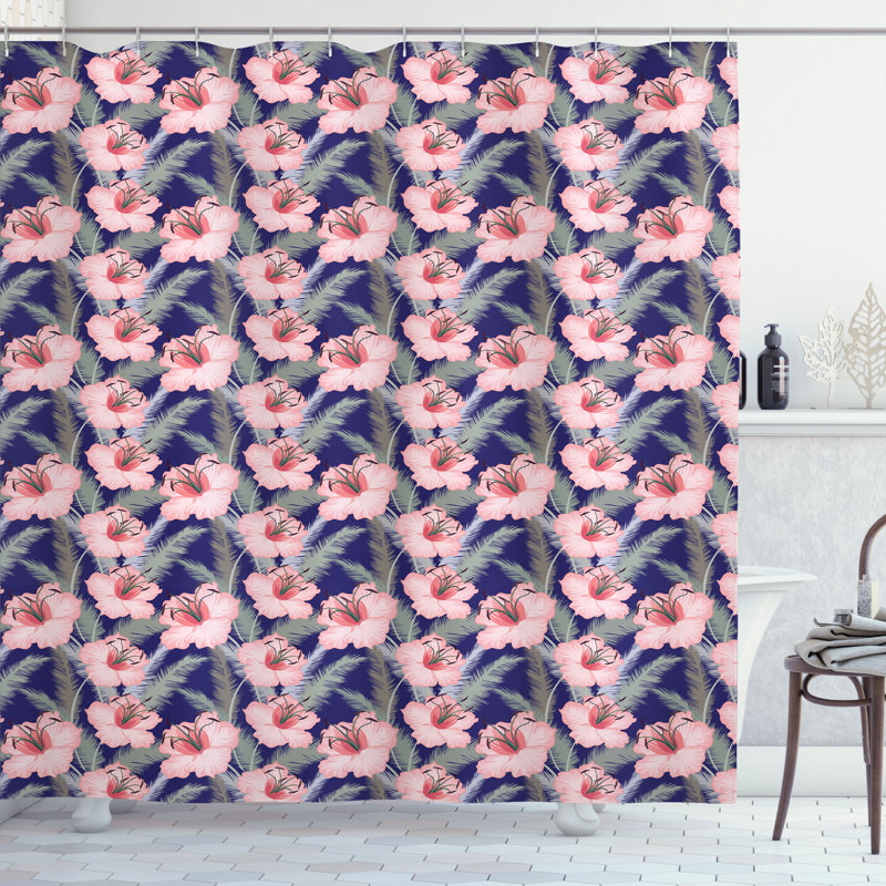 East Urban Home Flower Shower Curtain Blooming Flowers Composition Multicolor, 75"H x 69"W