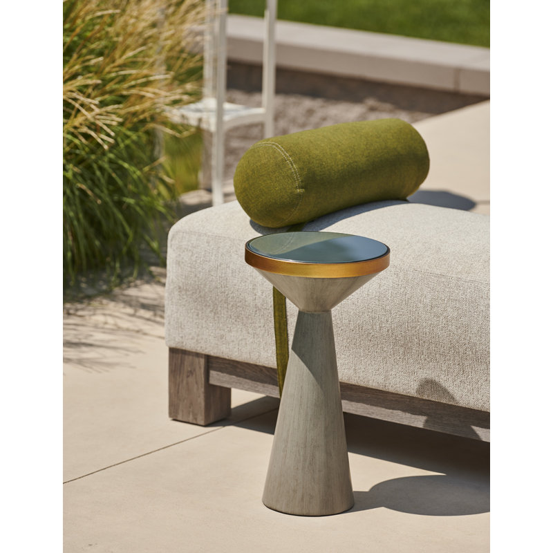 New York Glass End Table, Dark Gray Top/Gray Wash Base
