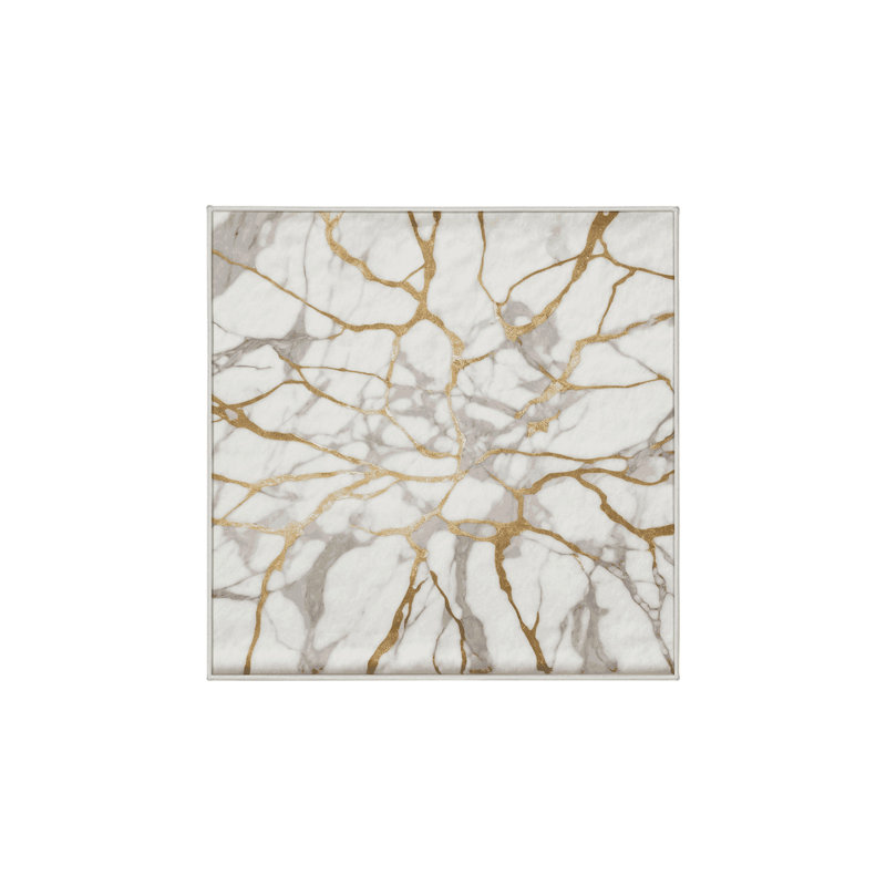 Machine Washable White Area Rug, Square 6'