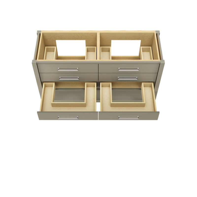 Kiawah Double Drawer Bath Vanity, French Olive, 60", Polished Chrome
