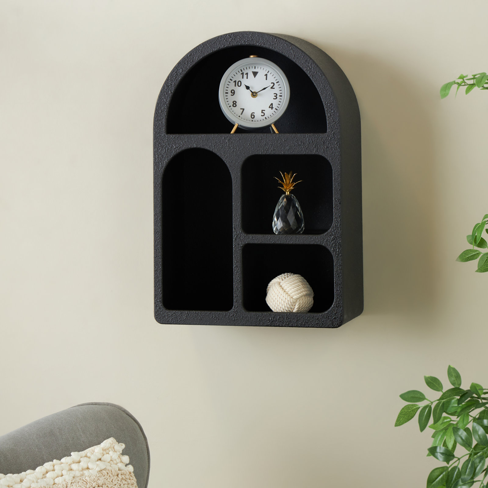 Cole And Grey Wood 4 Shelf Geometric Wall Shelf