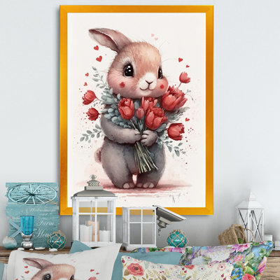 " Bunny Love Holding Flowers I "