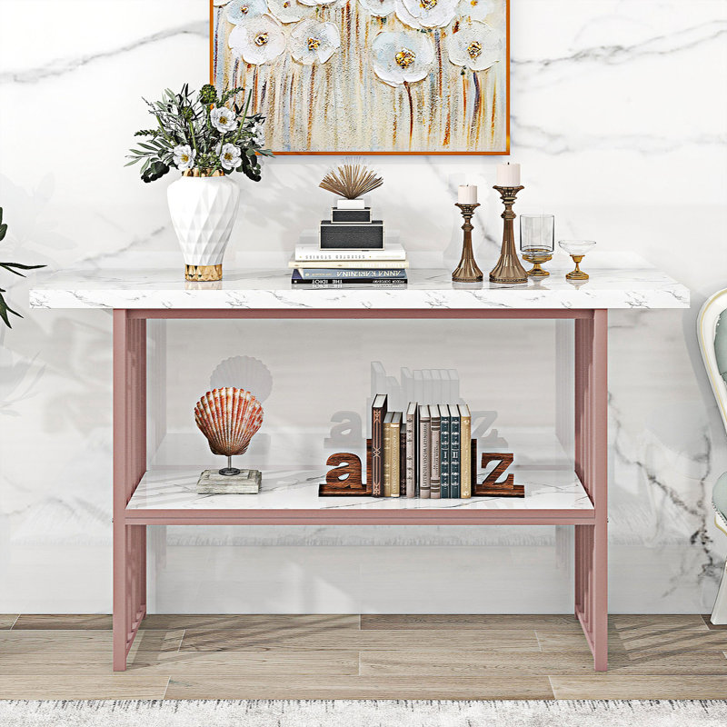 Console Malesha 63, Blanc, Rose / blanc