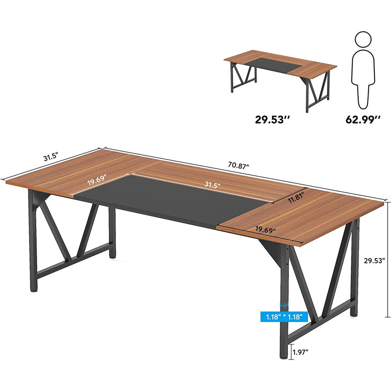 Kejuan 70.87'' Rectangle Conference Table, Walnut