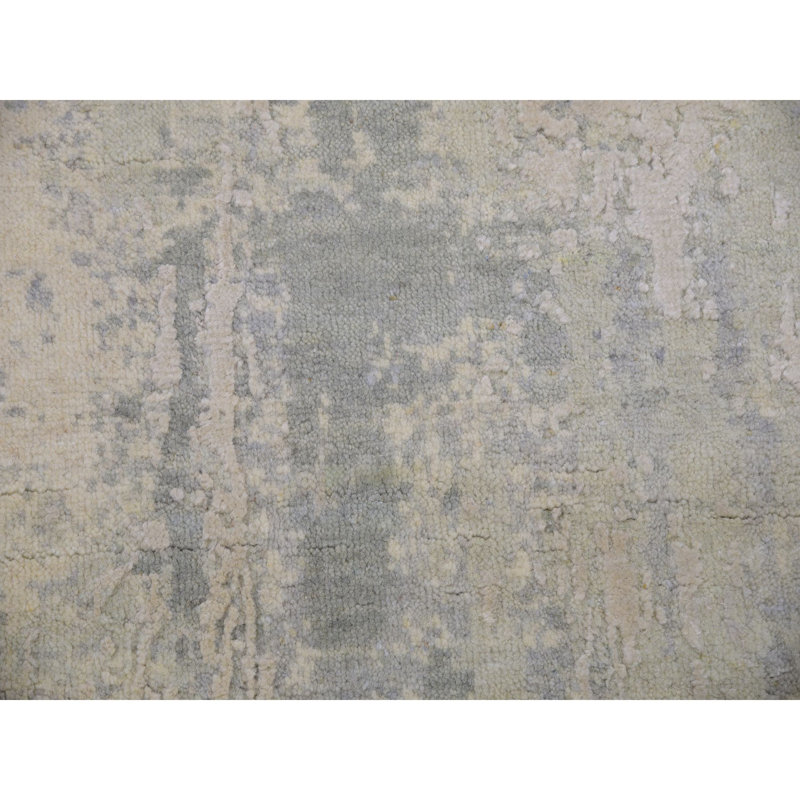 Tapis carré gris en laine et en soie noué à la main 8 pi x 8 pi E04E9CDB20E84A109FA6CEB28E72B16E