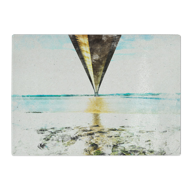 Humber Bridge Watercolour Chopping Board, 0.4cm H x 28.5cm W x 39cm L