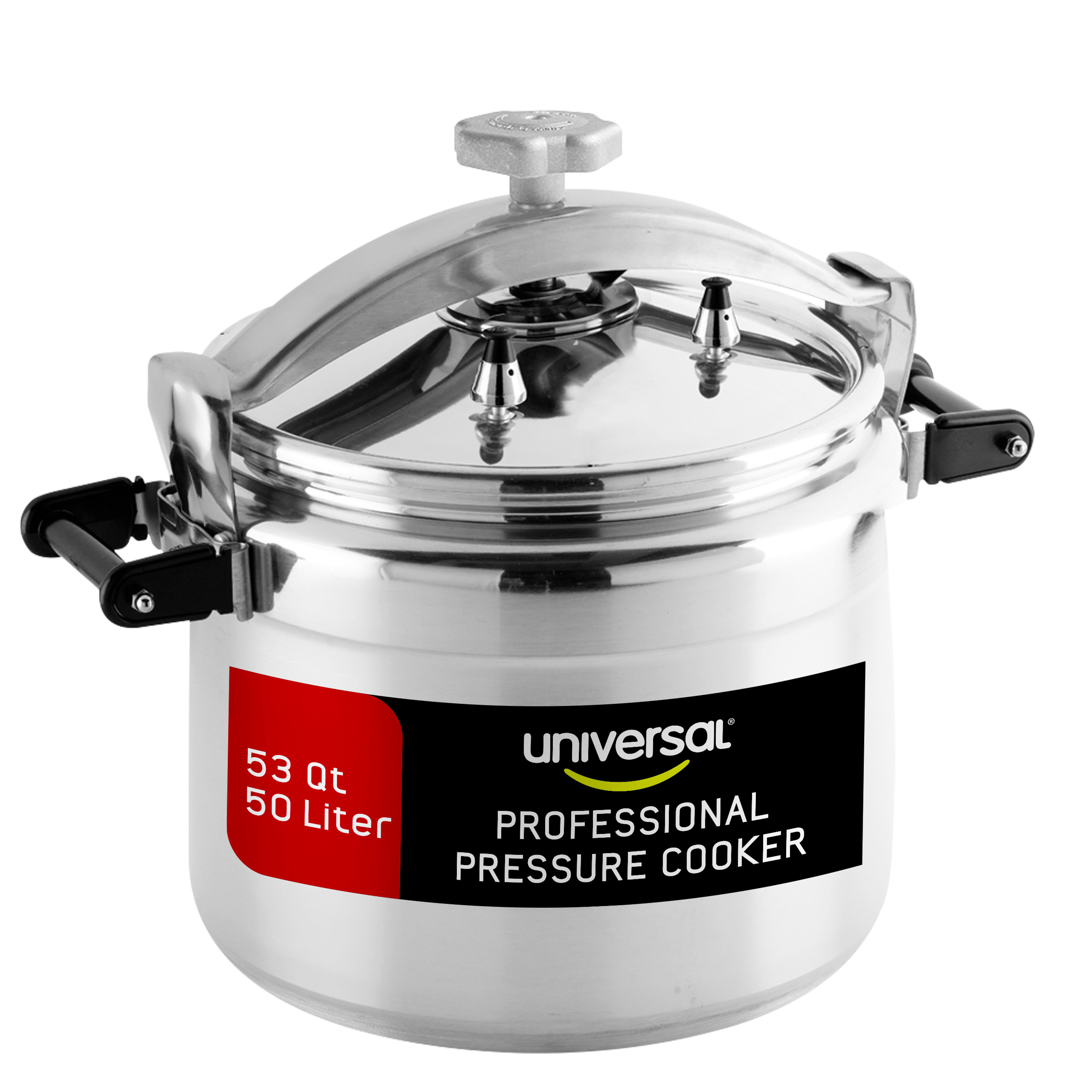 Universal 15.8Qt / 15L Professional Pressure Cooker, Sturdy, Heavy-Duty Aluminum Construction with Multiple Safety Systems, Silver