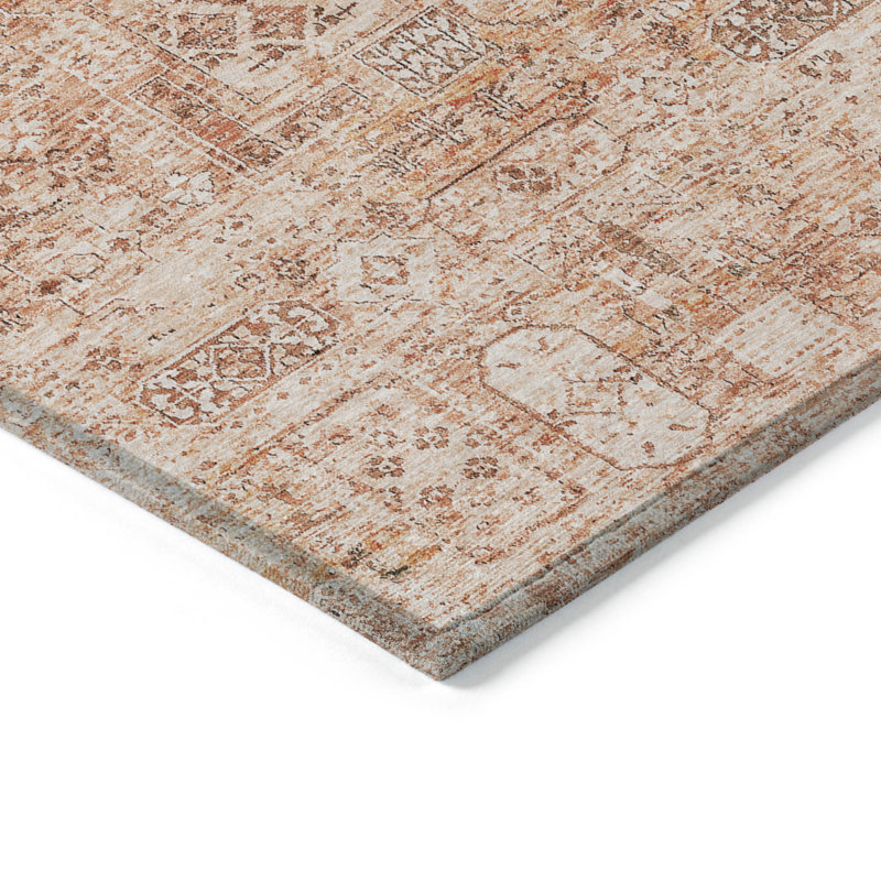 Tapis extérieur lavable floral orange 3 pi x 5 pi saumon