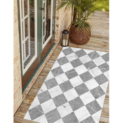 Romach Geometric Vinyl Machine Printed Area Rug