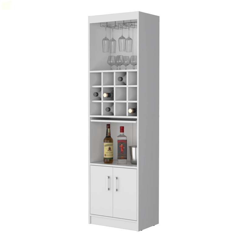 Bar avec rangement pour bouteilles de vin, Blanc