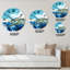 Horloge murale moderne bleu et blanc liquide Art Waves IV-361069318