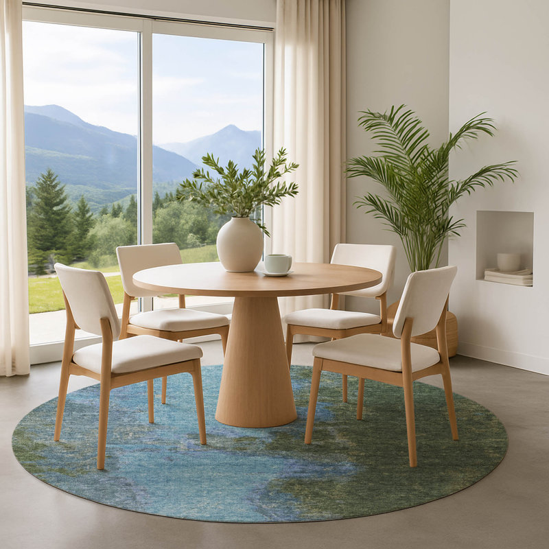 Tapis moderne de qualité supérieure lavable à la machine Bucz AMF1742, Rond 8 pi