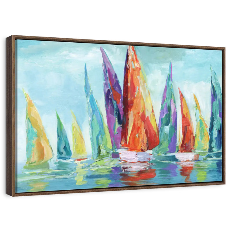 Fine Day Sailing I, 13" X 9", Floating Frame Walnut