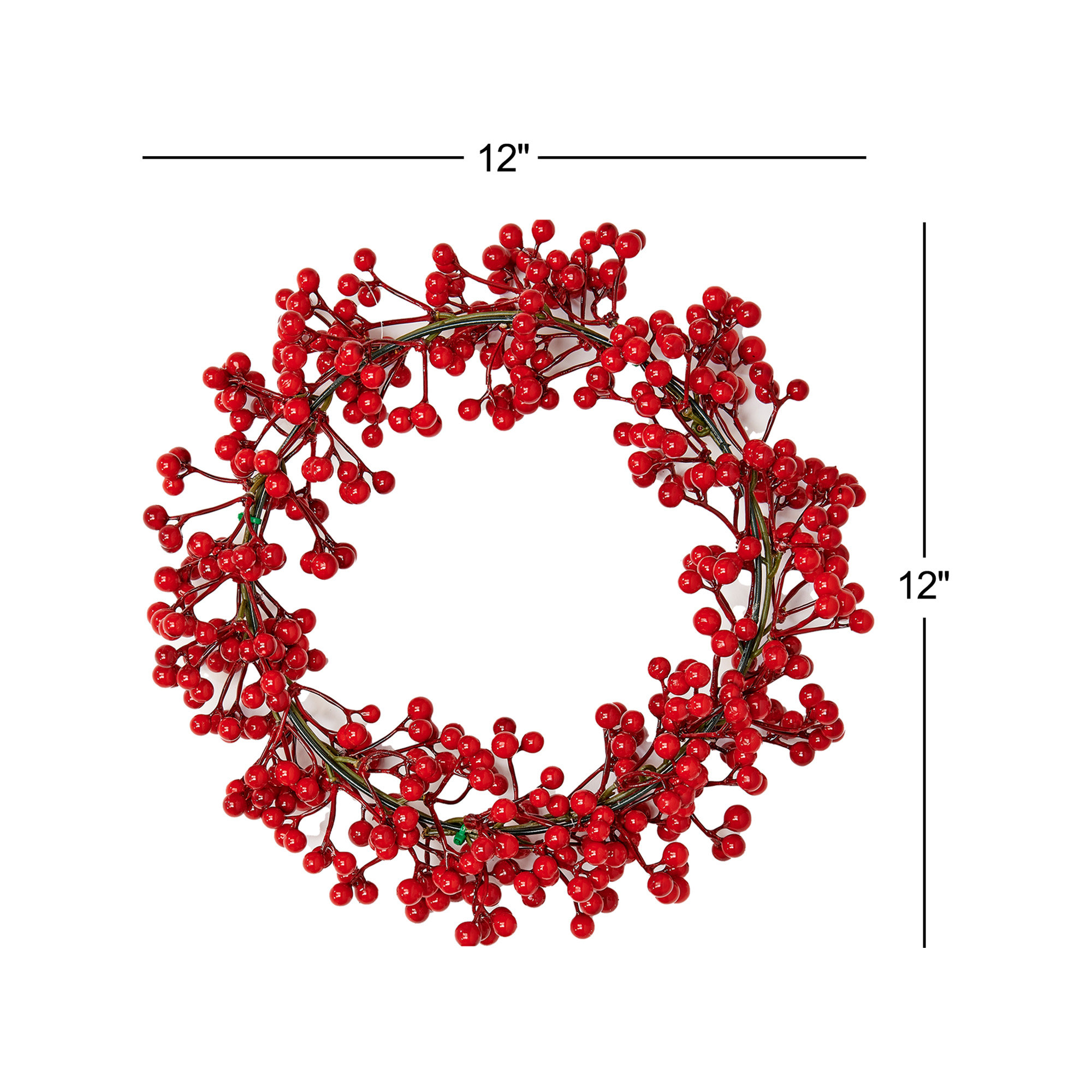 Red Berry Wreath, 12" H x 12" W x 3" D