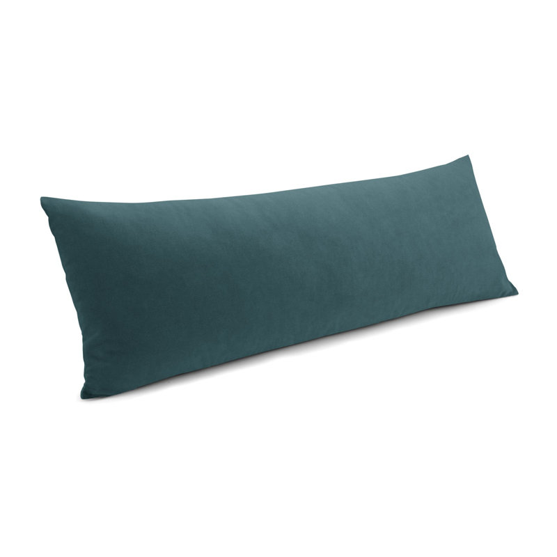 Housse et insert de coussin en velours ClassicVelvet, H 12 po x l 24 po, Noir sarcelle, Mélange de duvet