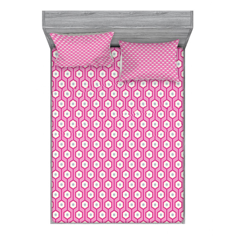 Ensemble de draps à motif géométrique, Ensemble de draps pour lit double avec un drap-hou