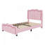Twin Size Upholstered Platform Bed with Curve Shaped and Height-adjustbale Headboard,LED Light Strips,Pink-589601553