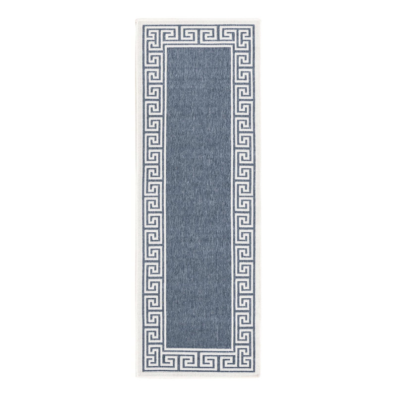 Tapis bleu marine intérieur / extérieur Amiri, Tapis de couloir 2 pi x 6 pi