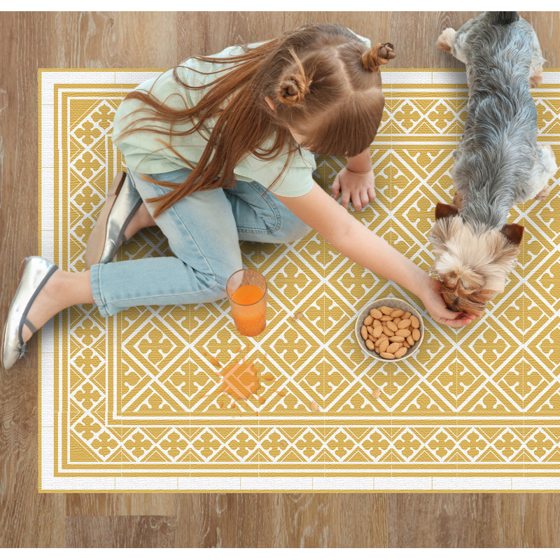 Rusanda Vinyl Machine Printed Area Rug, Runner 80 x 300cm
