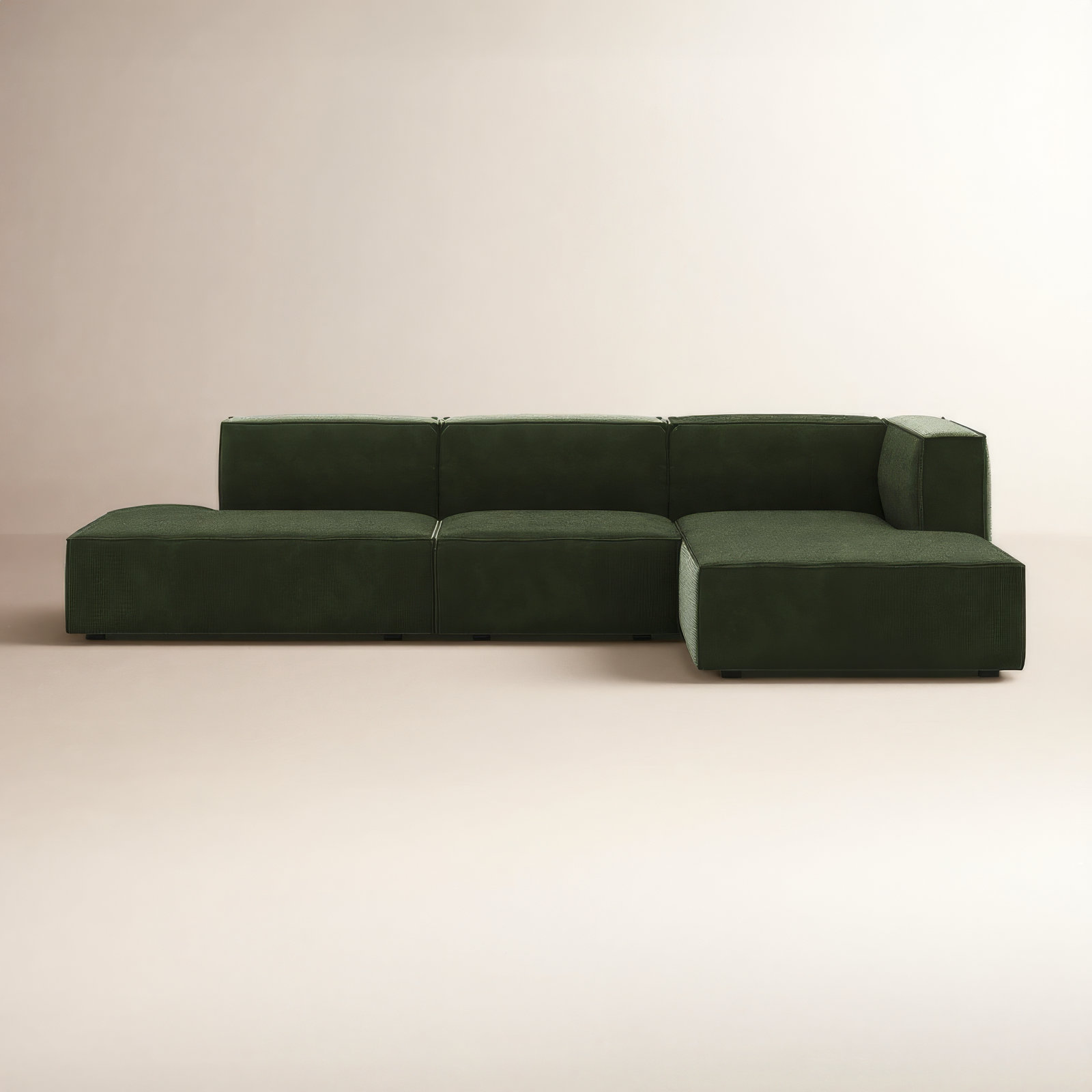 Shonnard Modular Sofa and Chaise, Olive Green Performance Corduroy, Right Hand Facing