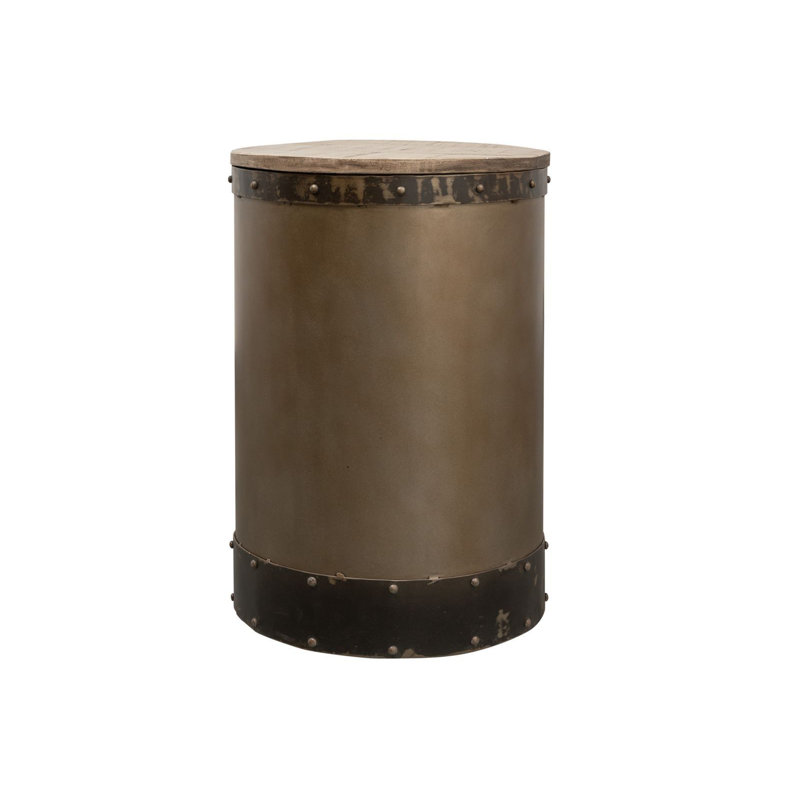 Heavy Industry Drum End Table, Brown